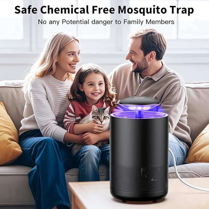 Fly Trap Indoor Mosquito Flying Insect Trap Automatic Electric Fly Catcher Fan Powered Gnat Catcher with 3 Sticky Boards, for Kitchen, Living Room, Dining Room, Yard, Swimming Pool, Picnic or Camping