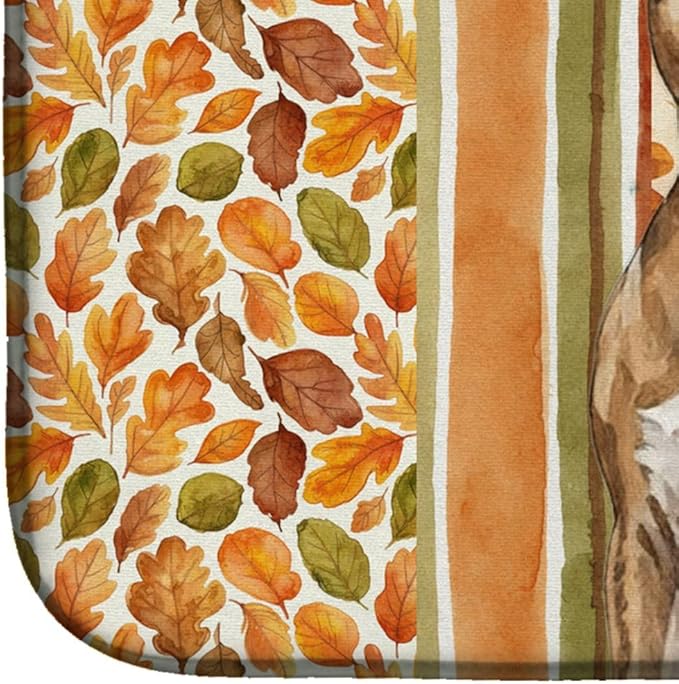 Caroline's Treasures Brindle American Staffordshire Terrier Heirloom Fall Dish Drying Mat Absorbent Dish Drying Mat Pad for Kitchen Counter Dish Drainer Mat for Countertop, 14 x 21", Multicolor