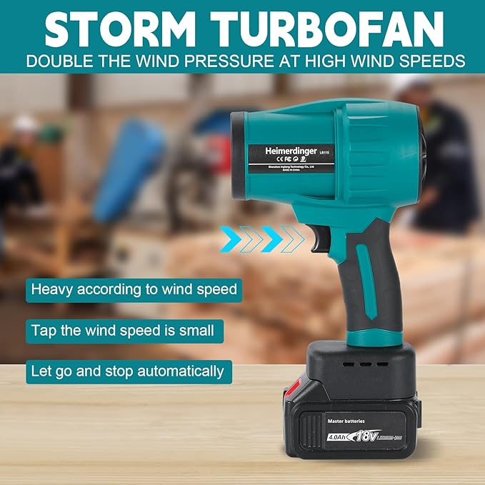 Jet Dry Mini Blower with 4.0Ah Battery and Charger,Handheld Brushless Air Blower 240 MPH High Speed Fan for Garages, Yard, Car, Office, Keyboard Cleaning, Leaf Cleaning