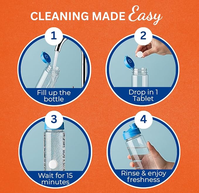 Skyis Water Bottle Cleaning Tablets 120 Pack – Removes Odor and Stains No Scrub Bottle Cleaner Tablets for Stainless Steel, Tumbler,Hydration Bladder, Coffee Mug and Travel Bottles