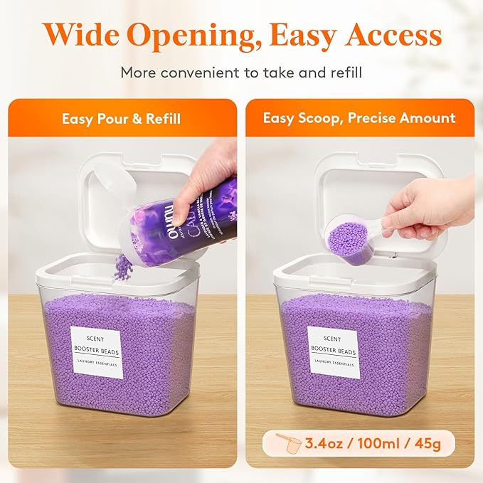 Lifewit 5 Pack Laundry Pods container with Labels and Spoons, Laundry Room Organization and Storage for Booster Beads with Labels and Measuring Scoops