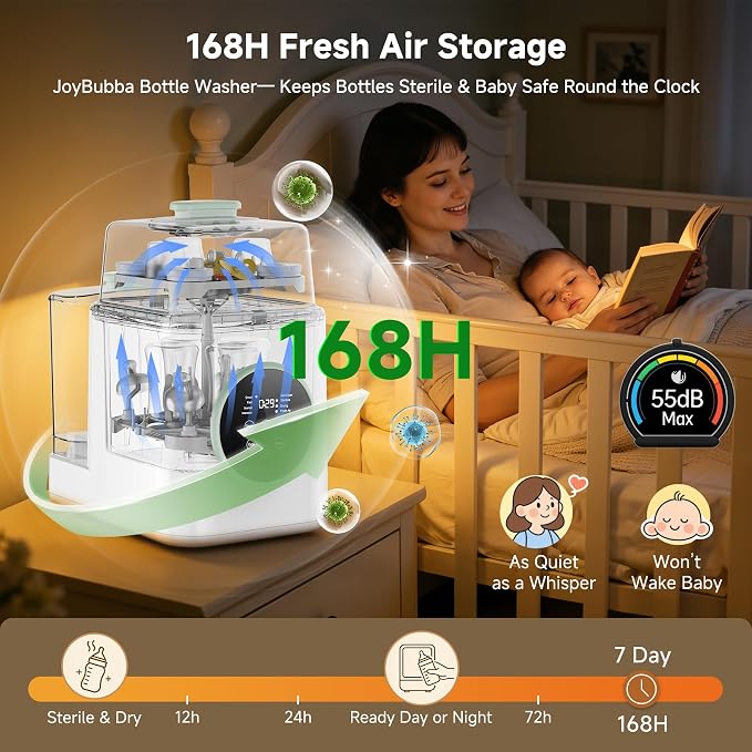 Baby Bottle Washer and Sterilizer with Dryer – 19-Min Fast All-in-One Machine for Baby Bottles, Pump Parts & Accessories, 3 High-Temp Sterilization Modes, 60 Cleaning Tablets