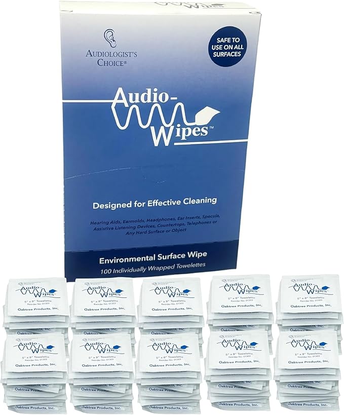 Audiologist's Choice Earbud Cleaning Kit with Audio Wipes - 3-in-1 Pen for AirPods, iPhone Cleaner, Earwax Removal, Speaker & Bluetooth Earbuds - Compact & Travel-Friendly (100 Count)