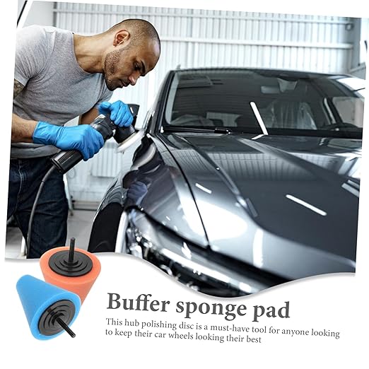2pcs Car Wheel Polishing Sponge Discs Drill Buffer Attachment Waxing Sponge Discs for Car Polisher