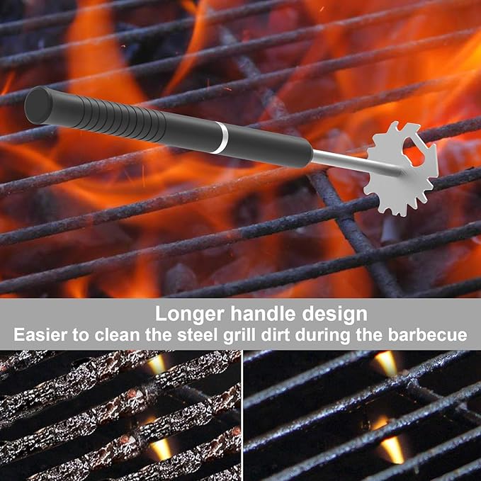 Universal BBQ Grill Scraper for Hot Grill Grates- 16.5 Inch Long Handle Barbecue Grill Cleaner with Stainless Steel BBQ Cleaning Tools Fit Most Grills