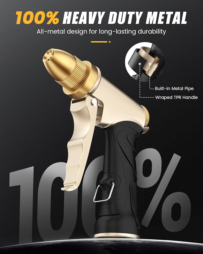 RAINPOINT Brass Garden Hose Nozzle & Quick Connect Kit, High-Pressure Sprayer Set