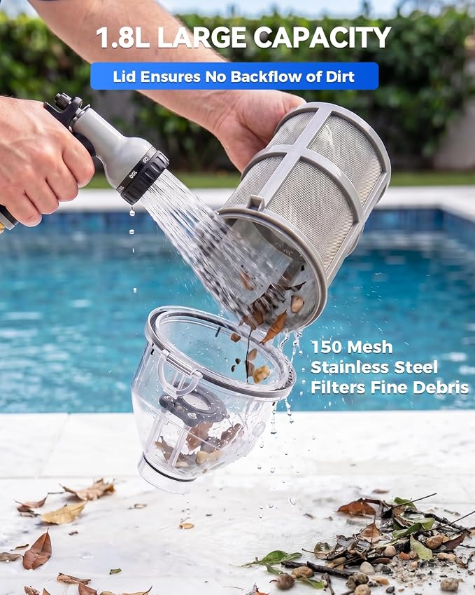 Wireless Remote Pool Vacuum, Cordless Pool Vacuum for Above Ground & Inground Pools, 18.5 GPM Powerful Suction, 75 Min Runtime, 69.3" Telescopic Pole for Spa & Hot Tub