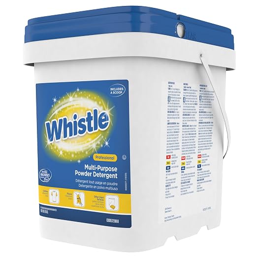 Diversey Whistle Multi-Purpose Laundry Detergent for Regular & High-Efficiency (HE) Machines, Commercial Bulk Fabric & Floor Cleaner, Powder with Fresh Citrus Scent, 19-Pounds