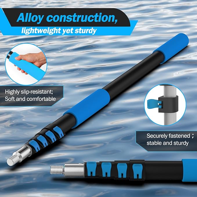16FT Reach Telescopic Extension Pole, 3-12FT Paint Roller Extension Pole with Flip-Lock Design, Aluminum Alloy Threaded Head for Painting Cleaning Dusting & Window Washing Tools