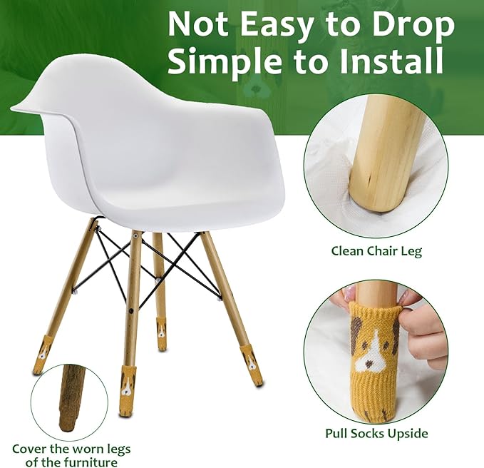 42 PCS Home Essential Bundle: 24 Cute Dog Chair Socks Furniture Pads for Hardwood Floor Protection & 18 Animal Sanding Sponges for Kitchen Scouring and DIY, Anti-Slip Silent Furniture Booties
