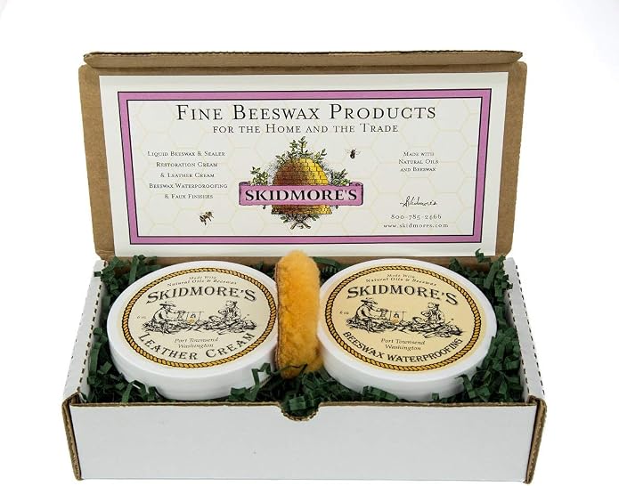 Skidmore's Cowboy Edition Leather Care Gift Set | Leather Cream and Beeswax Waterproofing Kit | Includes Applicator | Natural and Non-Toxic Formula | Made in the USA