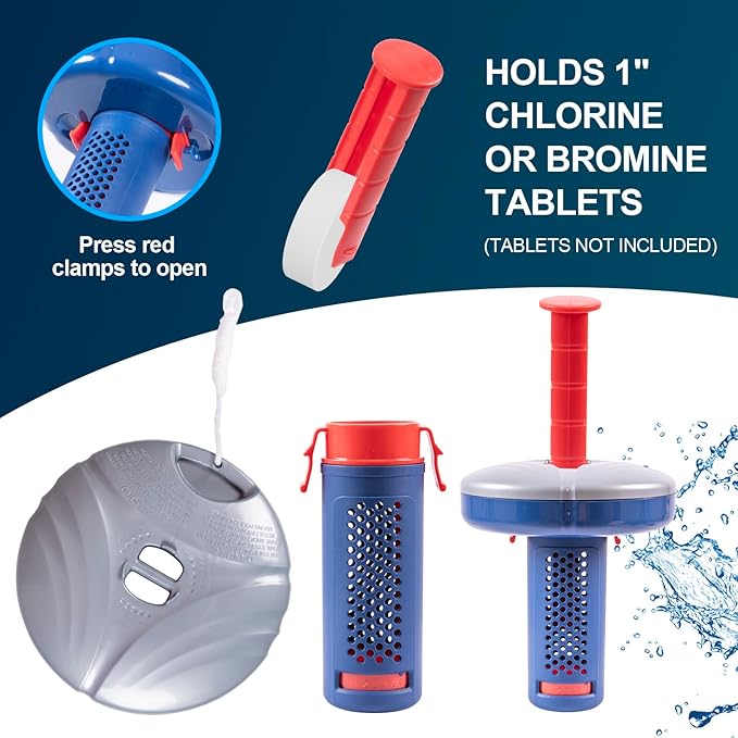 POOLAZA Pool Cleaning Kit Above Ground & Inground Pools, Include Sturdy Pool Brush Head, Ultra Fine Mesh Pool Skimmer Net, 57.5'' Thickened Aluminum Pool Pole & Durable Pool Floater