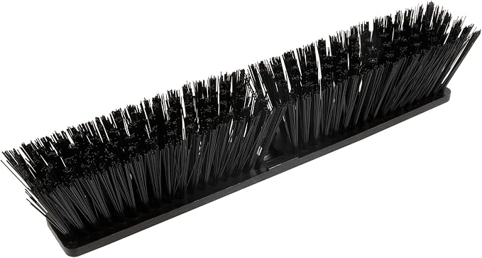 Restaurantware-BROOM HEAD ONLY: Clean Tek Professional 17.13-Inch Push Broom Head, 1 Heavy-Duty Cleaning Tool - Handle Sold Separately, Fine Flagged Bristles, Black Plastic, Outdoor Use