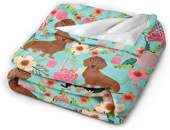 Tijuboni Dachshund Throw Blanket Dog Gifts for Girls Boys Women Men Kids Adults Soft Flannel Fleece Blanket for Couch Sofa Bed Home Decor 60"x80"