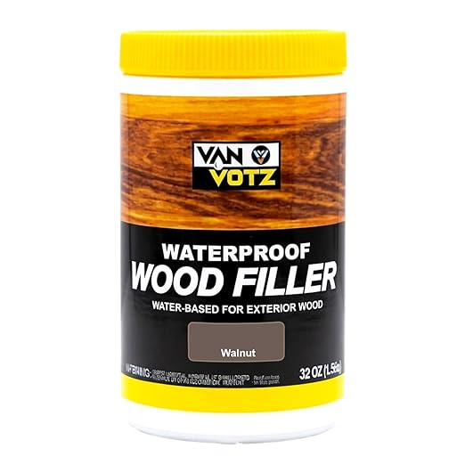 Waterproof Wood Filler [1-Quart, Walnut] - Exterior Grade Wood Repair in 18 Paintable and Stainable Colors. Strong Adhesion and Durability for Outdoor Wood in All Weather Conditions.