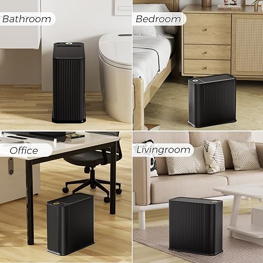 Bathroom Trash Can with Lid 13 Liter/ 3.5 Gallon Black Trash Can with Pop-Up Lid Bedroom Trash Can Small Garbage Can with 150 Counts Trash Bags for Small Bathroom Bedroom Office