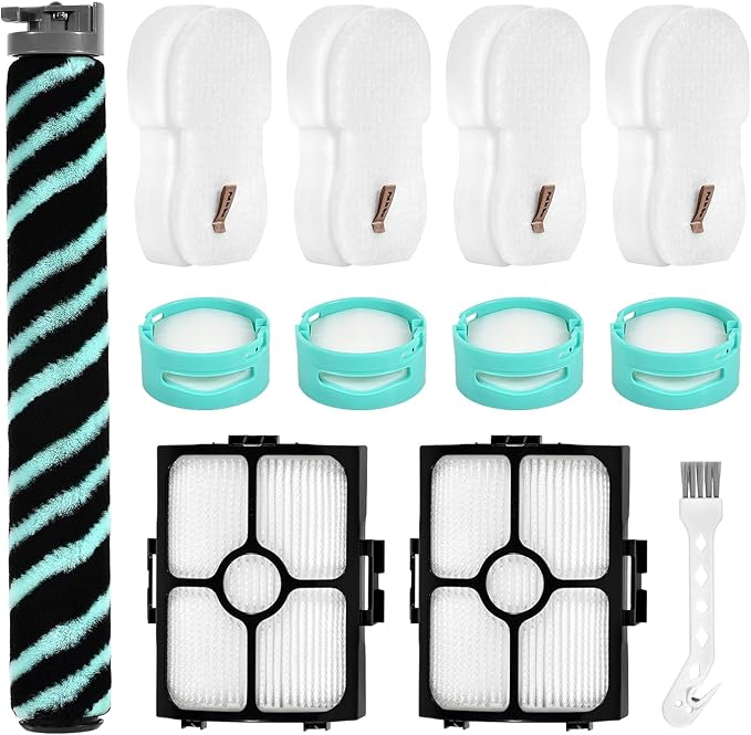 Replacement Parts Accessories Kit Compatible with Shark HZ4000 HZ4002 Corded Stick Vacuum Cleaner, 1 Roller Brush, 2 HEPA Filters, 4 Foam & Felt Filters, 4 Odor-Neutralizer Cartridge