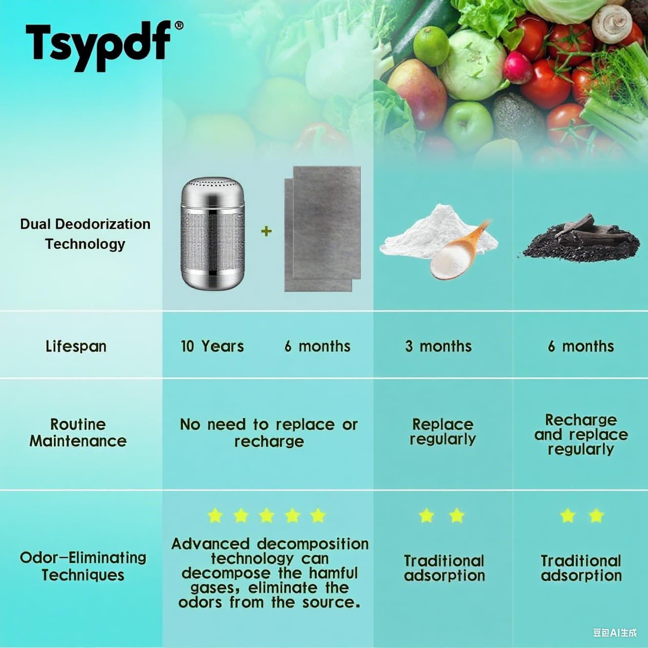 Fridge Deodorizer Odor Eliminators – Activated Carbon, 10-Year Lifespan for Fridge & Freezer, Room, RV, Car, Closet, Shoe Cabinets and more