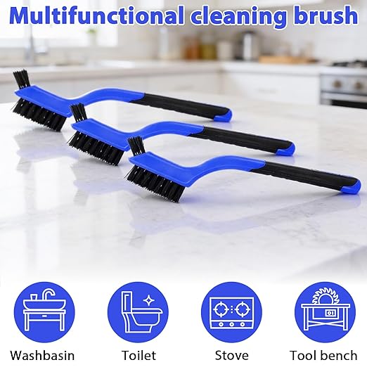 Reallnaive 50 Pcs Nylon Cleaning Brushes Bulk 7 Inch Blue Nylon Brushes with Curved Handle Grip for Deep Cleaning Small Parts Rust Dirt Paint Scrubbing, Removal Surface in Hole