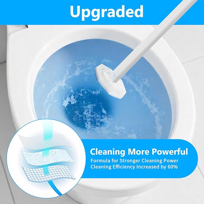 Kifmurase 100 Pcs Toilet Wand Refills Disposable Toilet Brush Replacement Heads, Disposable Sponge Refill Heads Household Cleaning Bathroom Cleaners Compatible with Most Toilet Brushes