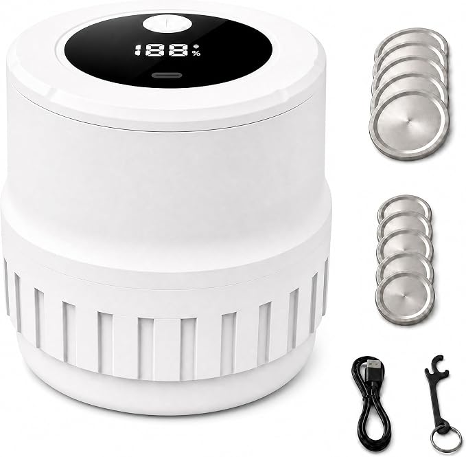 Mason Jar Vacuum Sealer Kit for Wide & Regular Mouth Jars, White