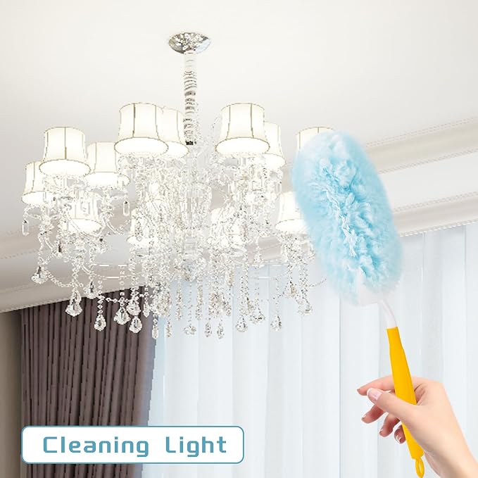 40 Count Disposable Dusters Refills Compatible with Swiffer Duster,Multi Surface 360° Heavy Duty Duster Refills for Cleaning Home,Celling Fan,Blinds,Vent&Shelves (1 Short Handle +1 Extenda Handle)