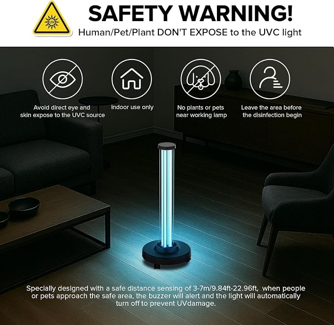 SANSI 100W UVC Disinfection Cart with Wheels, Portable Mobile UV Light Sanitizer with Remote & 3 Timer Settings, Ozone-Free, 99.9% Germ Kill in 30 Mins for Large Space, Home, Hotel, School