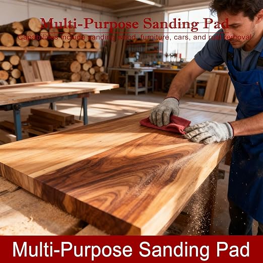 20 Pack Red Scuff Pads 6"x9" with Gloves – Very Fine Aluminum Oxide Non-Woven Abrasive Hand Pads for Automotive Paint Prep, Surface Preparation, Sanding, Woodworking, Metal & Plastic (9x6x0.4 in)