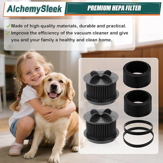 Style 10 Belt and Filters for Bissell Cleanview Powerforce Bagless Filter Style 9, Style 12, 6594 6596 6582 6583 6579 Vacuum filter replacement Cleaner, 2 Pack Outer Foam & Inner Filters & Belts Parts