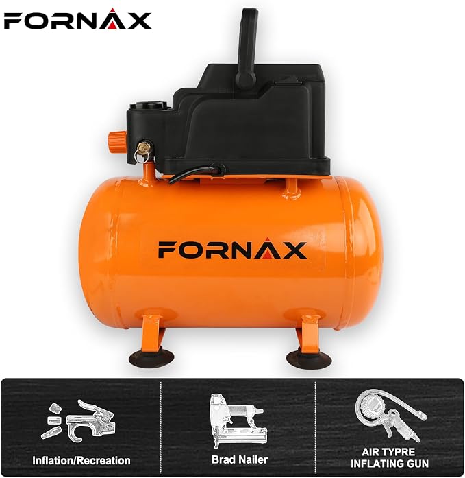 FORNAX 3 Gallon Portable Air Compressor, 110 PSI Hot Dog Air Compressor, Oil Free