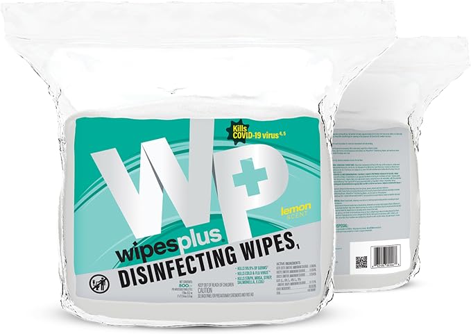 WIPESPLUS Disinfecting Surface Wipes Refill Bag Bleach Free with Lemon Scent for Home and Business, 800 Count