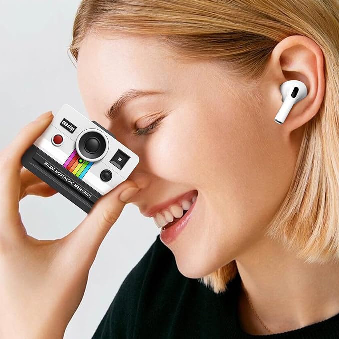 Retro Cases for Apple Airpods iPods Pro 3 Case Cover 2025 - VISOOM Designer Cute Silicone Airpods iPods Pro 3rd Generation Case Cover with Airpod Accessories, Airpod iPod Pro3 Protector Cases-White