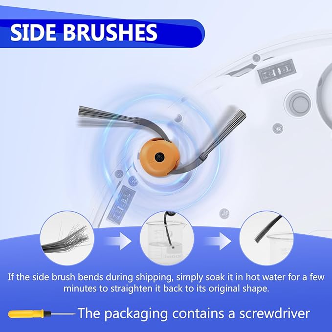 27 Pcs Qrevo Curv 2 Replacement Accessories Compatible with Qrevo Curv 2 Flow Robot Vacuum, 1 Set Mainbrush, 1 Roller Mop, 6 Scent Tablets, 4 HEPA Filters, 6 Dust Bags, 6 Side Brushes