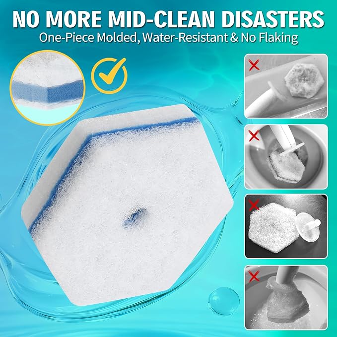100 Count Toilet Bowl Wand Refills,Disposable Toilet Brush Heads,Cleaner Refill Pads Compatible with Clorox,No Falling Apart,Bathroom Cleaning,Unscented