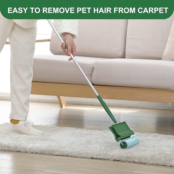 Fedicelly Lint Rollers Pet Hair Extra Sticky Floor with Long Handle,Large Cat Dog Hair Remover Laundry Clothes Carpet Furniture,6.3 inches Wider with 320 Sheets Giant Lint Remover Brush for Couch