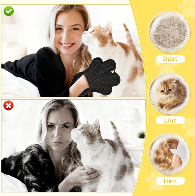 Pet Hair Removal Glove for Cats and Dogs,Cute Paw Design,Upgrade Reusable Electrostatic Magic Brush Pet Hair Removal Grooming Gloves Tool for Furniture, Bed Sheets,Couch,Clothes,Carpet,Car Seat (1)