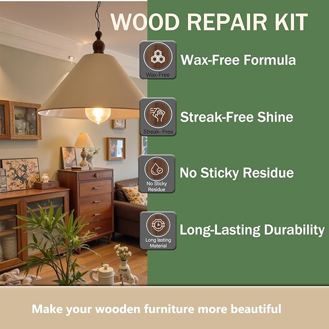 Nugrain Wood Repair Kit, Furniture Scratch Repair Paint for Wood Floor & Table, Easy-Fix Mark Eraser Paste for Engineered Wood, Restores Finishes on Cabinets, Doors (2)
