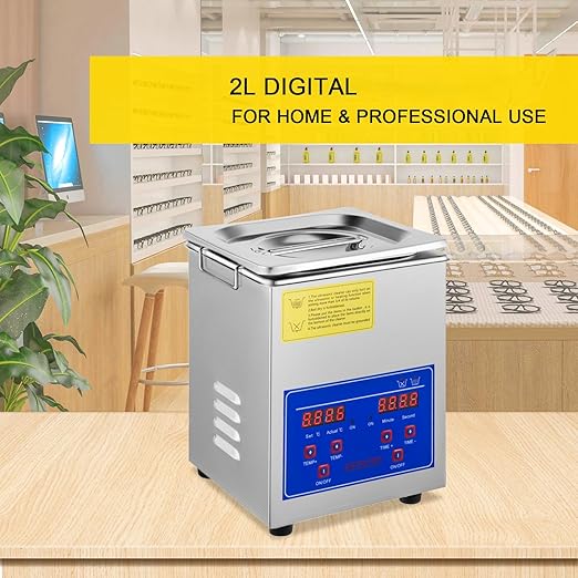 VEVOR 2L Digital Ultrasonic Parts Cleaner with Timer 40kHz Professional 304 Stainless Steel Ultrasonic Cleaner 110V for Jewelry Watch Glasses Diamond Eyeglass Small Parts Cleaning