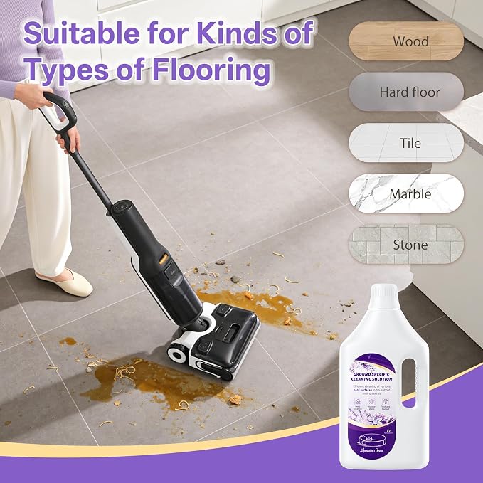 2.5 L Floor Cleaning Solution Lavender Scent Compatible with Roborock/Shark/Bissell/Swiffer/IRobot/Eufy Quick Drying Without Residue Suitable for All Robot Vacuums and Wet Dry Dual-Use Vacuum Cleaners