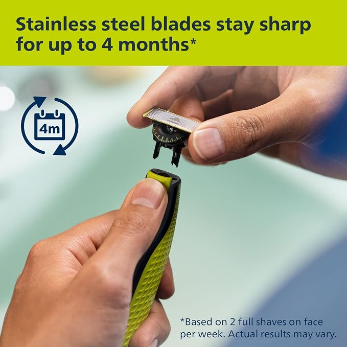 Philips Norelco OneBlade 360 with Connectivity Face & Body Hybrid Electric Trimmer & Shaver, QP4631/90 + Philips Norelco Genuine OneBlade 360 Blade Replacement Blades, 2 Count, QP420/80