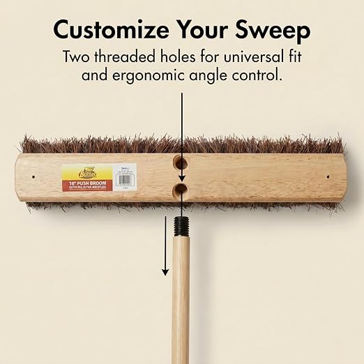 Bristles 4218 18” Push Broom Head for Indoor and Outdoor, Commercial Or Residential Use with Stiff Bristles for Heavy-Duty Work On Concrete, Patio, Garage, Stone Or Any Heavy Duty Cleaning