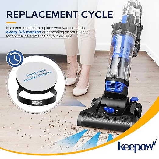 KEEPOW Vacuum Belt and Filter Compatible with Eureka Power Speed Vacuum NEU182B, NEU181, NEU180 NEU180B NEU180C NEU182A NEU12CT NEU186 NEU188 NEU188A NEU190 NEU192A NEU202, Part #E0202 & E0205, 9 Pack