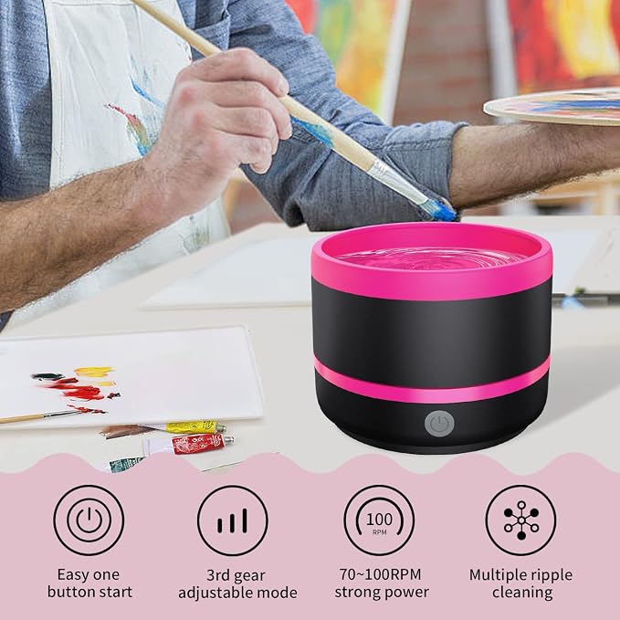YAGHVEO® Electric Paint Brush Cleaner Tool,Silicone Paint Brush Rinser, Auto-spin Cup Paintbrush Cleaner,USBPainting Brush Cleaning Washer for Acrylic,Watercolor,Oil & Makeup Brushes for Artists