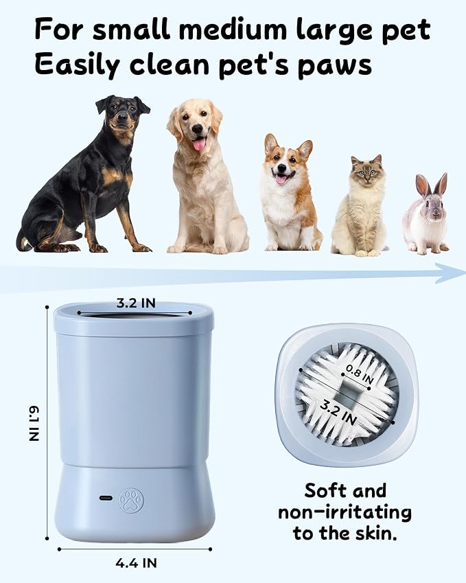 Electric Dog Paw Cleaner for Dogs，2 Speeds Automatic Dog Foot Paw Washer for Small Medium to Large Cat Dog Pet (Blue)