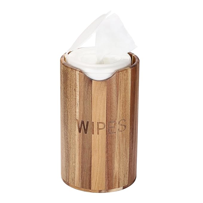 KoKone Wooden Wipes Dispenser Compatible for Clorox Lysol, Farmhouse Wipes Canister Holder Cleaning Wipe Dispenser Container, Decorative Wood Wipes Dispenser Keeper for Kitchen Bathroom Office
