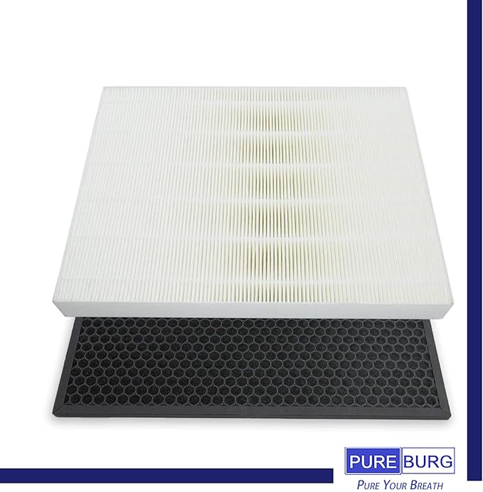 PUREBURG Replacement Filter Set Compatible with Sharp FP-N60CX & FP-P40CX Air Purifiers FZ-C46DFU FZ-R45HFU FZ-N60HFU, H13 HEPA + Activated Carbon Filter