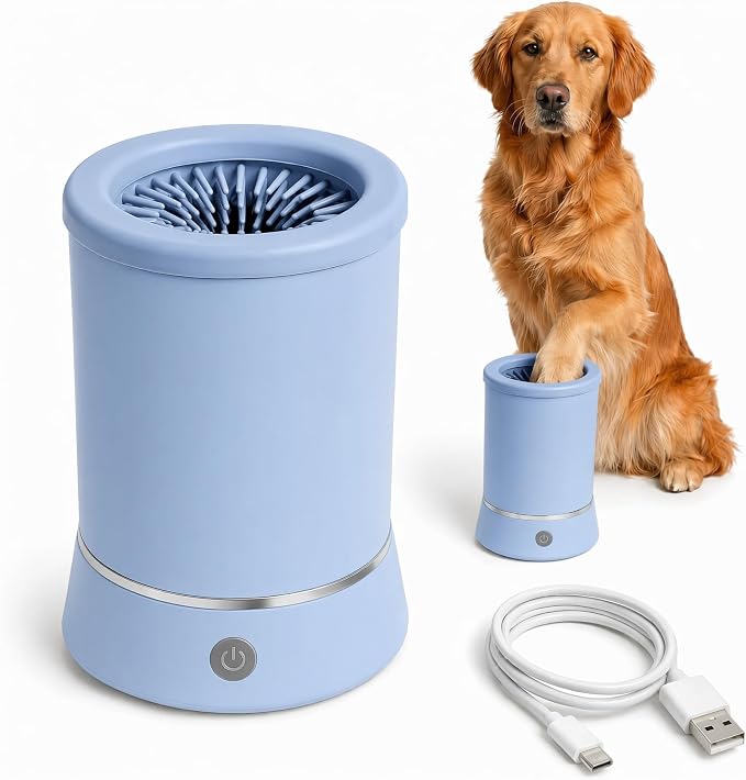 Electric Dog Paw Cleaner, Automatic Rotating Silicone Brush, USB Rechargeable Pet Foot Washer Cup, Portable Grooming Cleaning Tool for Small Medium Dogs & Cats | Automatic Rotating Cleaning Soft Silicone Bristles USB Rechargeable IPX7 Waterproof Detach...