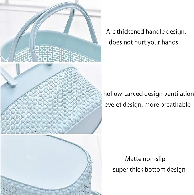 rejomiik Portable Shower Caddy Basket Plastic Cleaning Caddy Organizer Storage Tote with Handle for Bathroom, College, Dorm Room Essentials, White