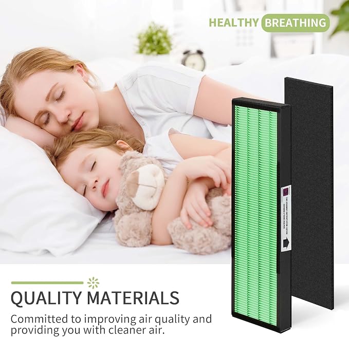 【Upgraded】Nisreen FLT5000 Filter-C True HEPA Filter Compatible with Germ-Guardian Filter C AC5250PT AC5000E AC5300B AC5350W for Improving Moist Conditions, 4 H13 HEPA & 4 Extra Carbon Pre-Filters