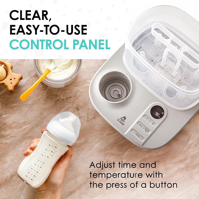 Lil' Jumbl 2-in-1 Baby Bottle Sterilizer & Warmer – Time-Saving Sterilizer & Dryer for Baby Bottles, Pacifiers, Pump Parts & Essentials – Features Precise Temperature Control Bottle Warmer